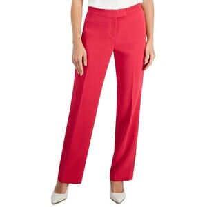 Anne Klein Women's Solid Mid-Rise Bootleg Ankle Pants, Rich Camellia, 2